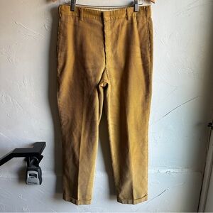 Vintage Farah Wide Wale Corduroy Pants Mustard 70s Retro Straight Leg Academia